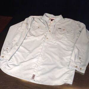 Patagonia Shirt Men's Large Blue Long Sleeve Button Up Vented Fishing Outdoors